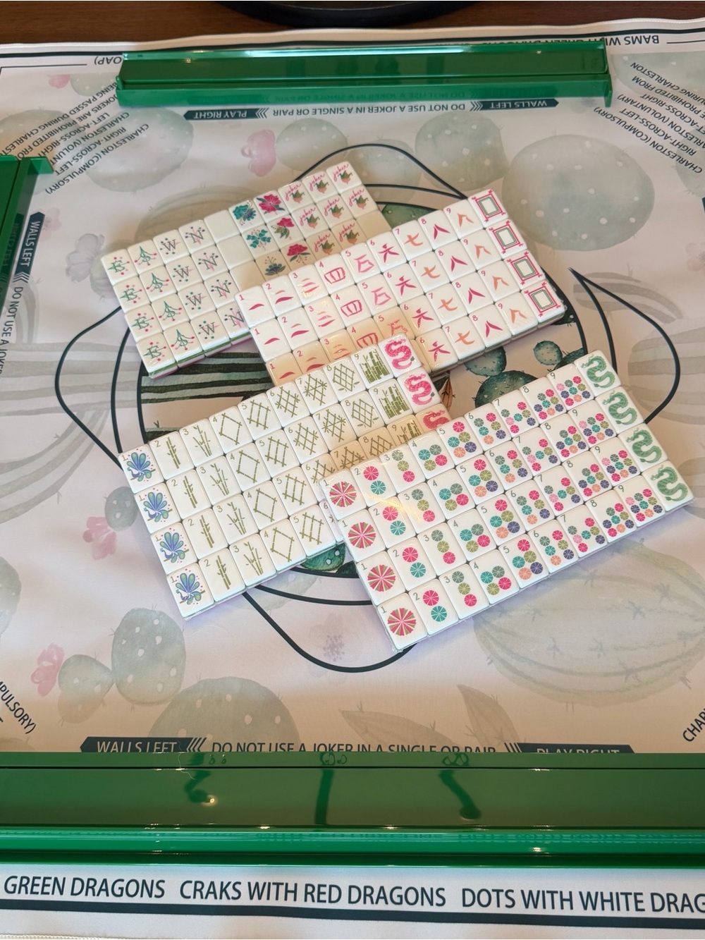 Pink and White Cactus Mahjong MAT ONLY - Picture 6 of 14
